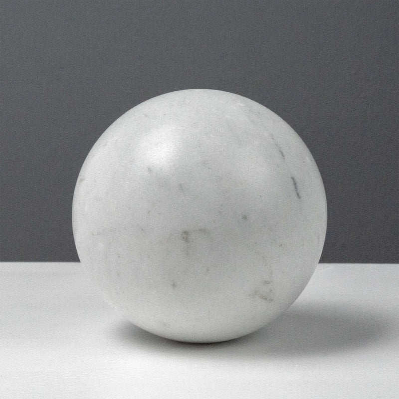 White Marble Ball Sculpture (Large Sphere)