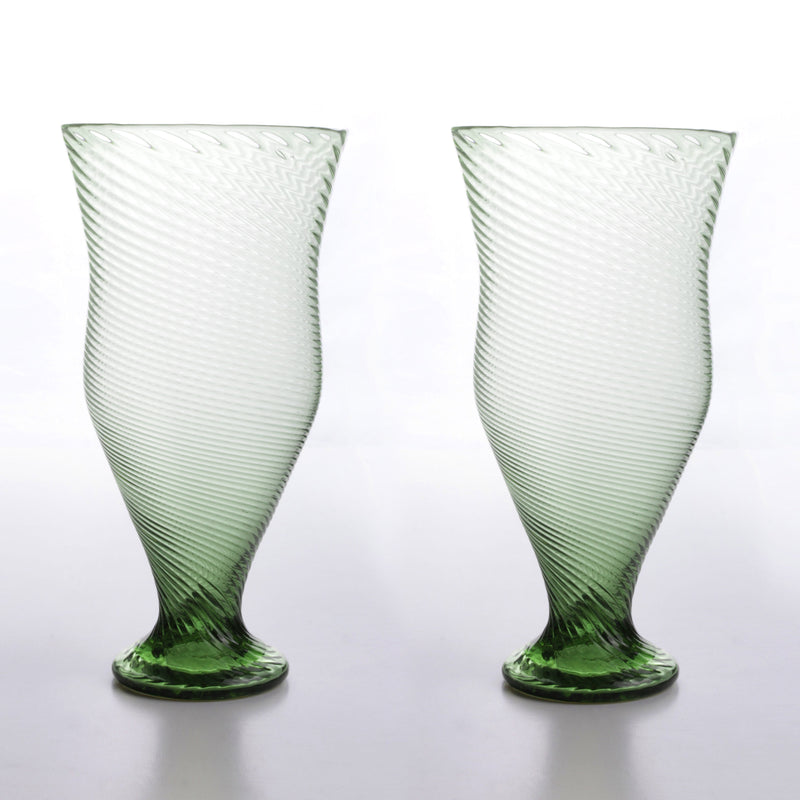 Roman Glass Cup with Linear Reliefs (Large) in Pair