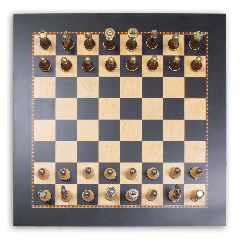 Classic Metal Chess Set by Italfama with Premium Queen’s Gambit Wooden Board
