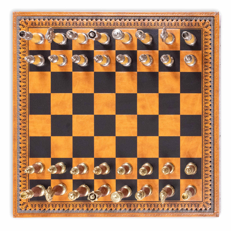 Arabesque Chess Set with Large Multifunction Leatherette Board by Italfama