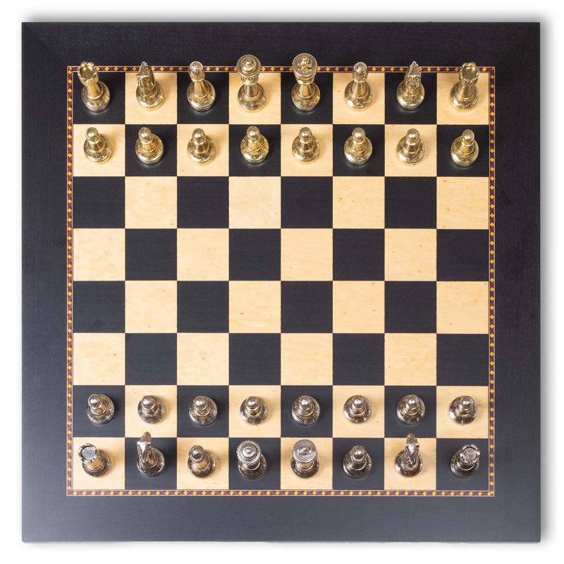 Staunton Metal Chess Set by Italfama with Premium Queen’s Gambit Wooden Board