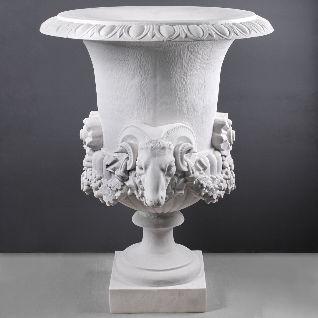 Outdoor Urn Planter with Ram marble greek large luxury home