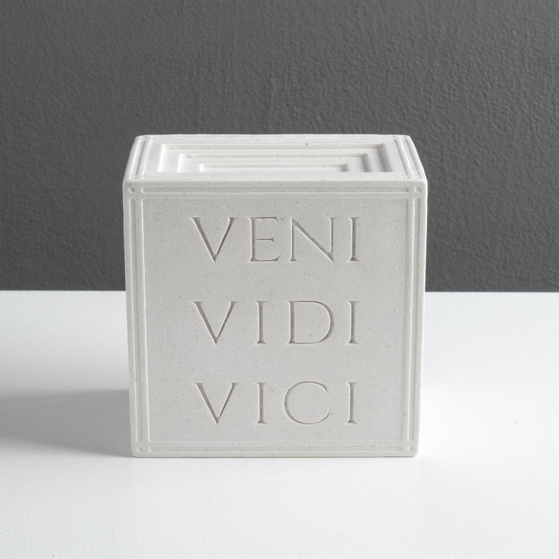Veni Vidi Vici Bookend – Roman Carved Inscription Sculpture