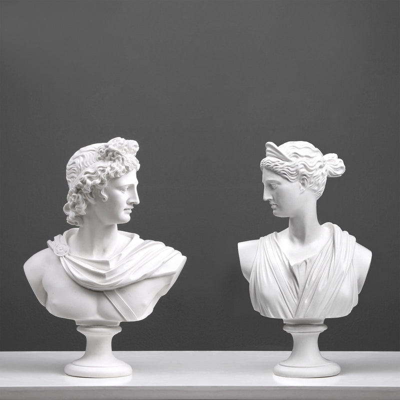 Apollo & Diana Busts in Pair (Greek God Statues)