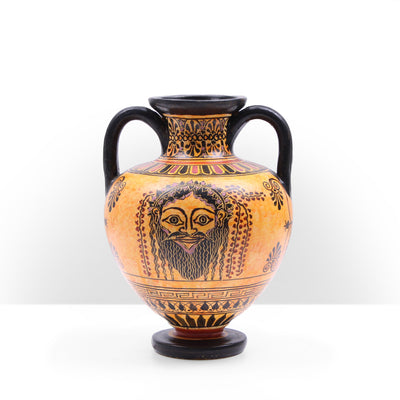 Black-Figure Greek Vase with Olive Harvesting Scene