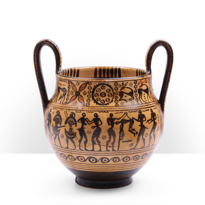 Geometric Greek Vase with Scene of the Mares of Diomedes