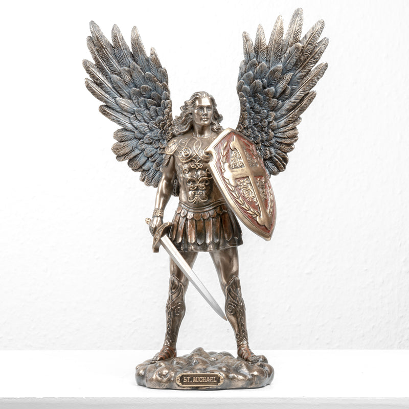 St. Michael the Archangel Sculpture – Defender of Heaven (Cold Cast Bronze Statue, Small)