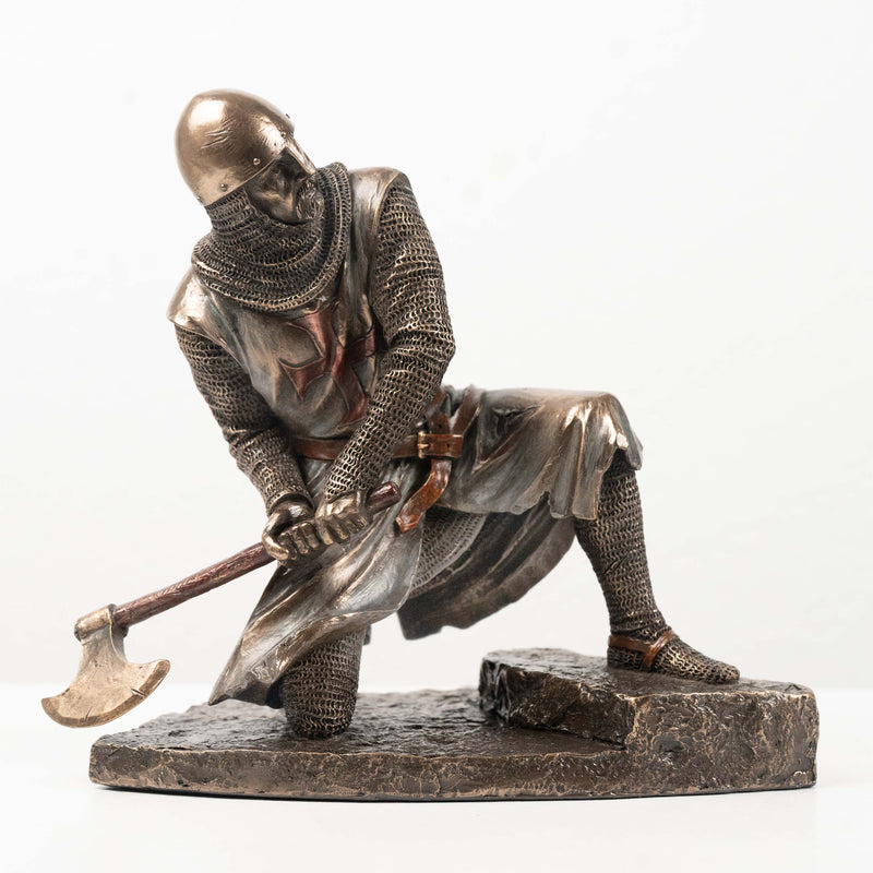 Templar Knight With Axe Statue (Cold Cast Bronze Sculpture)