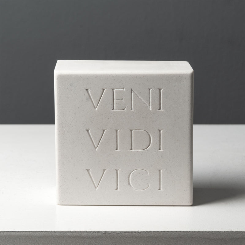 Veni Vidi Vici Bookend – Roman Inscription Sculpture