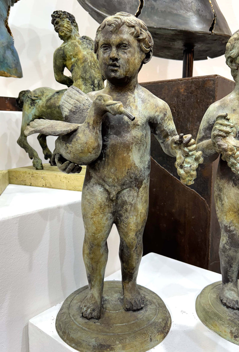 Putti Children Bronze Statue in Pair