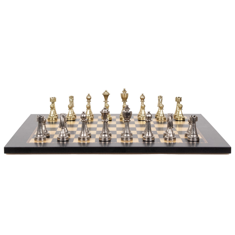 Staunton Metal Chess Set by Italfama with Premium Queen’s Gambit Wooden Board