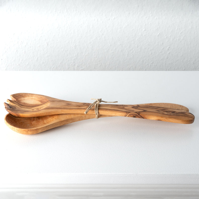 Handmade Olive Wood Salad Set