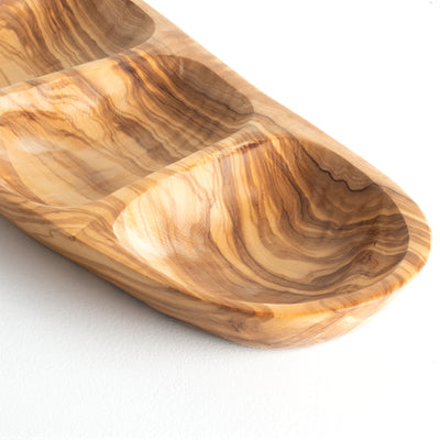 Handmade Olive Wood Plate with 3 Sections