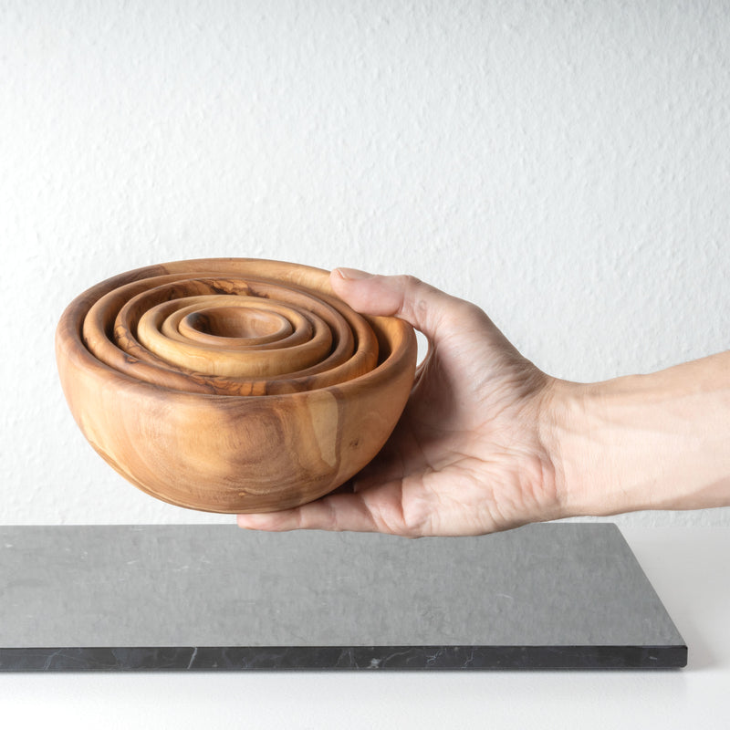Handmade Olive Wood Bowl Set (6-Piece)