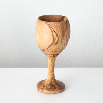 Handmade Olive Wood Wine Glass Set (4-Piece)