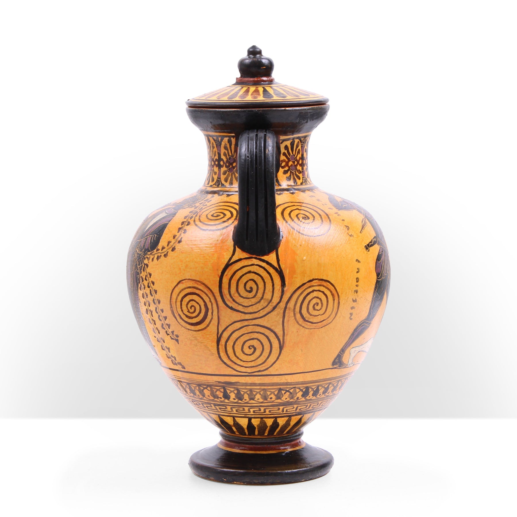 Greek Reproductions Black-Figure Greek Amphora Vase with Fighting Scene pottery handmade ...