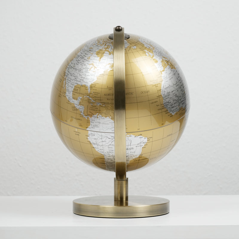 Bronze & Silver Earth World Globe