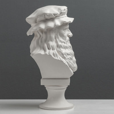 Leonardo da Vinci Bust Sculpture – Master of the Renaissance White Statue