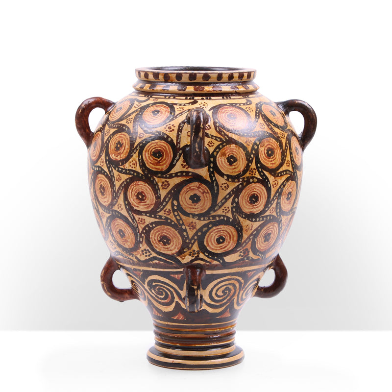 Minoan Greek Vase with Geometric Art Painting