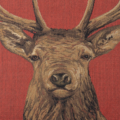 Red Cushion with Deer Motif (Gobelin Woven)
