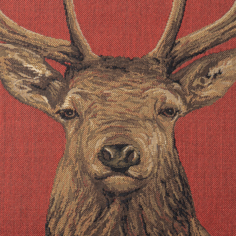 Red Cushion with Deer Motif (Gobelin Woven)