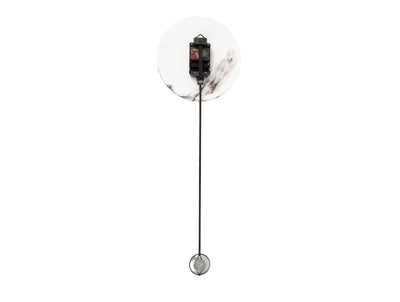 Pendulum Wall Clock – Designer Clock with White Marble Print "Pendule Longue"