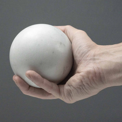 White Marble Ball Sculpture (Large Sphere)