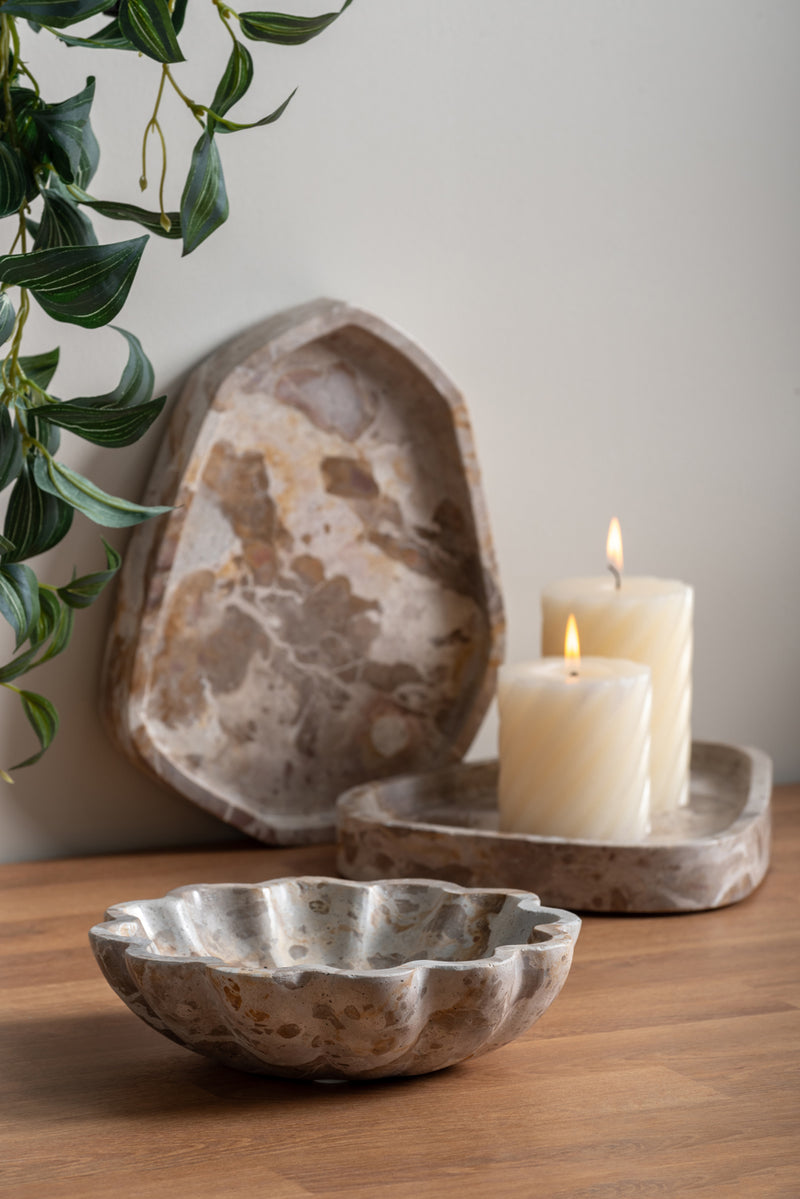 Organic Brown Marble Bowl "Flower"