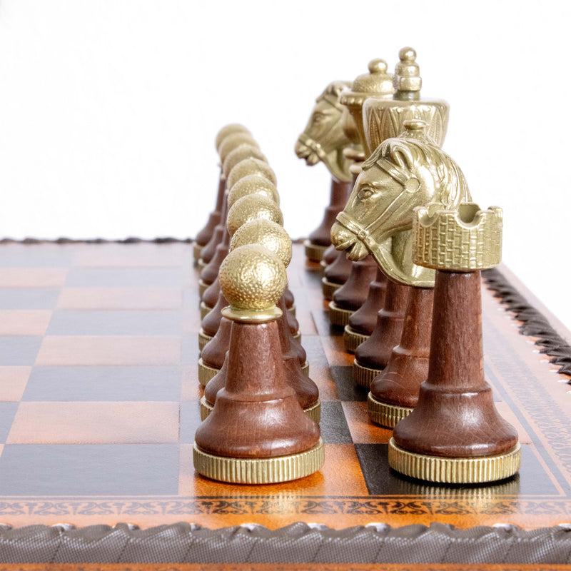 Premium Metal Chess Set with Multifunction Leatherette Board by Italfama
