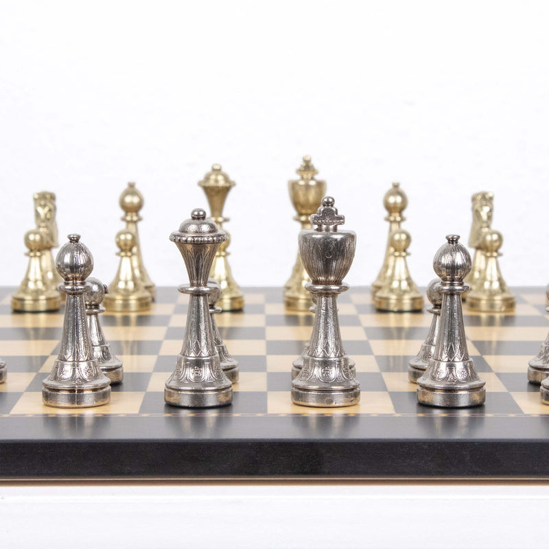 Staunton Metal Chess Set by Italfama with Premium Queen’s Gambit Wooden Board