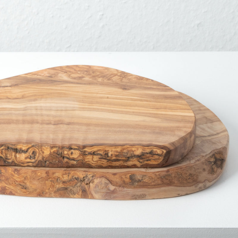 Handmade Olive Wood Cutting Board Set with Handle – Irregular (2-Piece)