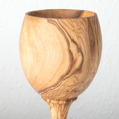 Handmade Olive Wood Wine Glass Set (4-Piece)