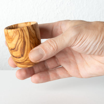 Handmade Olive Wood Schnapps Glass Set (8-Piece)