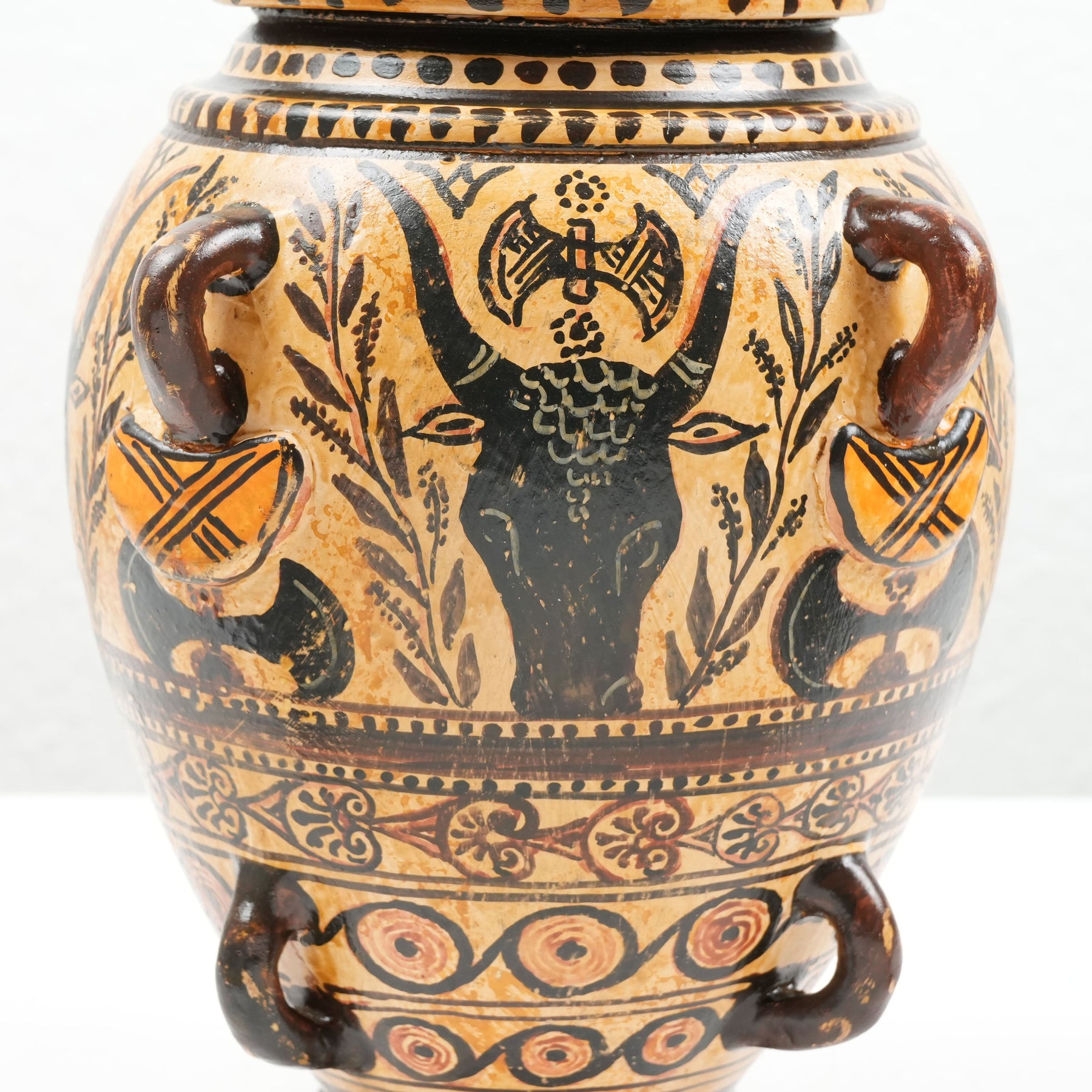 Greek Cretan Vase with Minoan Bull-Axe & Foliage Pattern pottery – The ...
