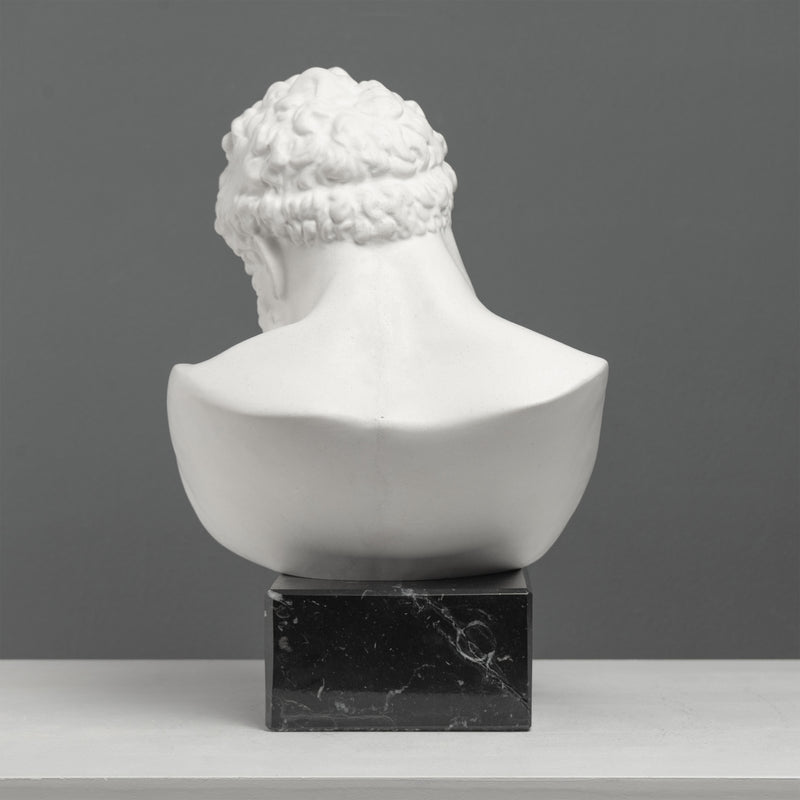 Hercules Bust Sculpture – Greek Hero of Might and Strength on Black Marble Base