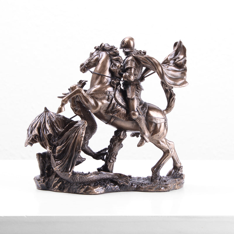 Saint George Killing the Dragon Statue (Small - Cold Cast Bronze Sculpture)