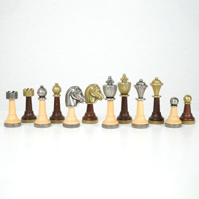 Classic Metal Chess Set by Italfama with Premium Queen’s Gambit Wooden Board