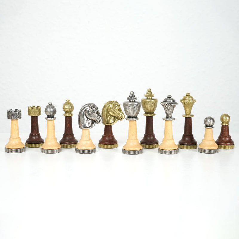 Classic Metal Chess Set by Italfama with Premium Queen’s Gambit Wooden Board
