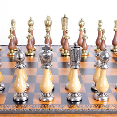 Arabesque Chess Set with Large Multifunction Leatherette Board by Italfama