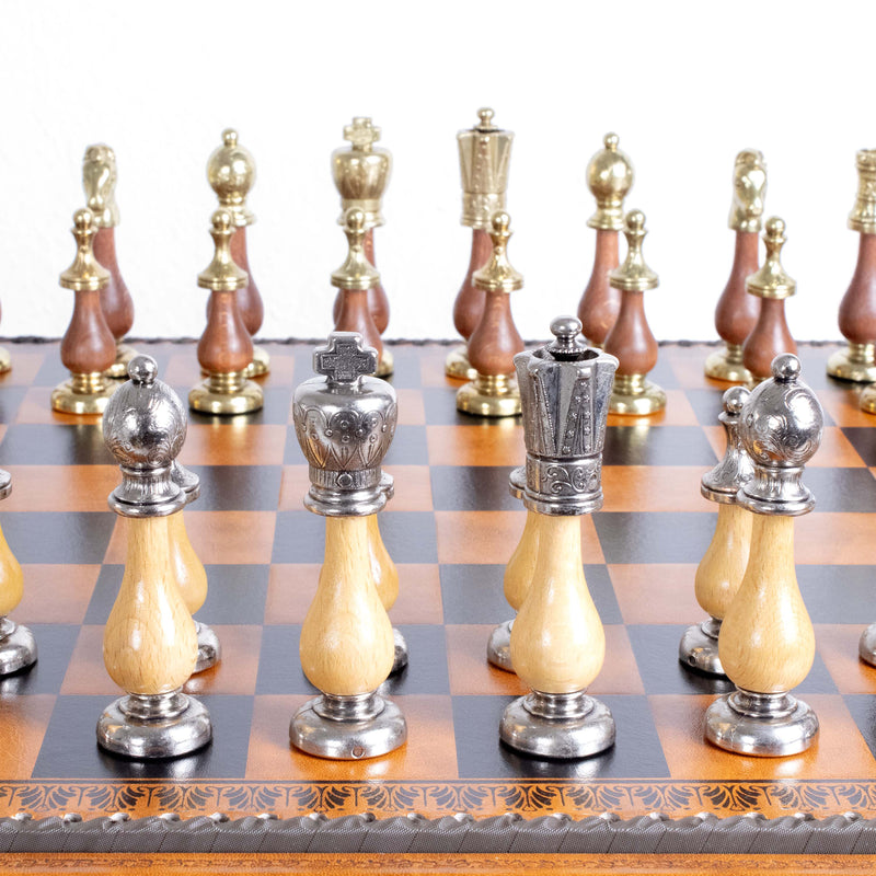 Arabesque Chess Set with Large Multifunction Leatherette Board by Italfama