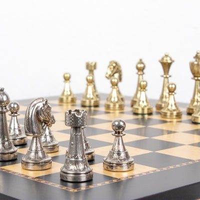 Staunton Metal Chess Set by Italfama with Premium Queen’s Gambit Wooden Board