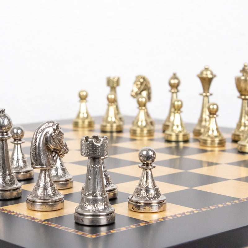 Staunton Metal Chess Set by Italfama with Premium Queen’s Gambit Wooden Board