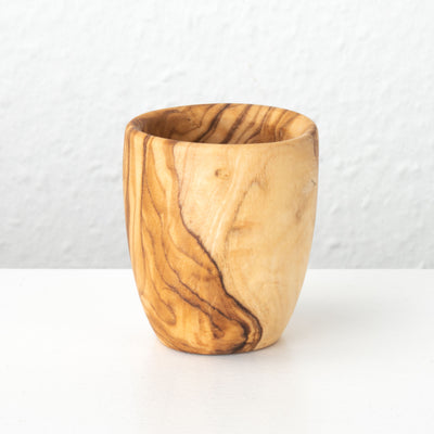 Handmade Olive Wood Schnapps Glass Set (8-Piece)