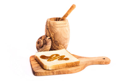 Handmade Olive Wood Honey Pot with Spoon