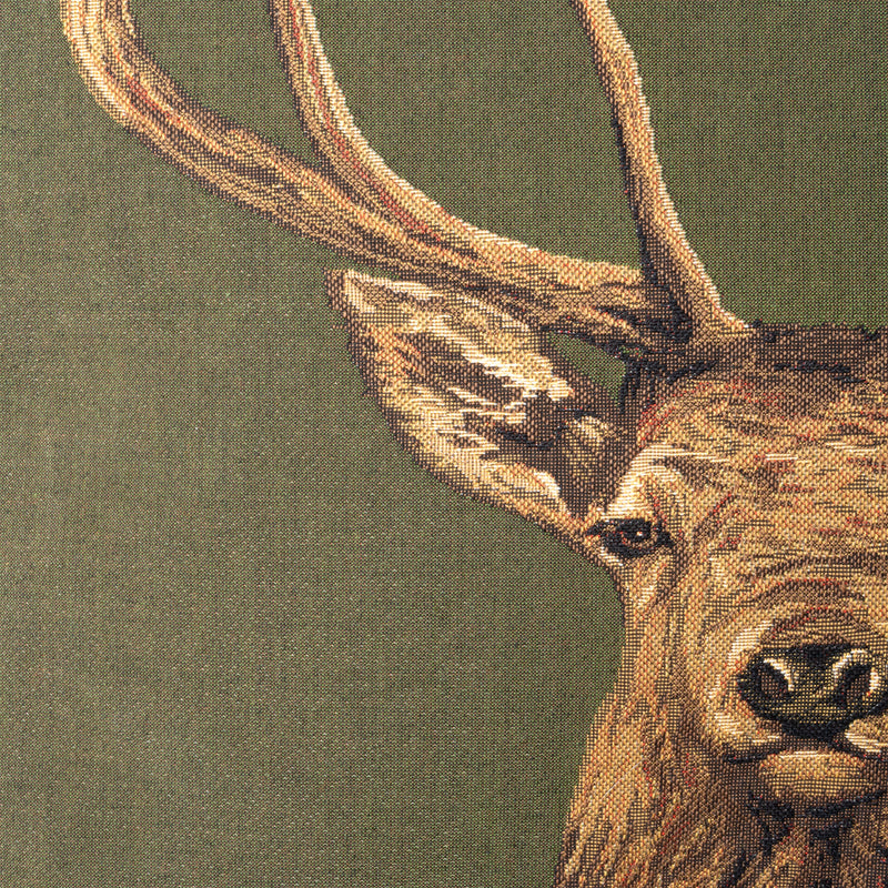 Green Cushion with Deer Motif (Gobelin Woven)