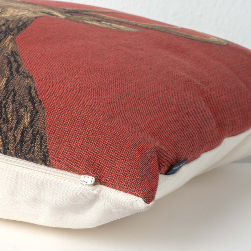 Red Cushion with Deer Motif (Gobelin Woven)