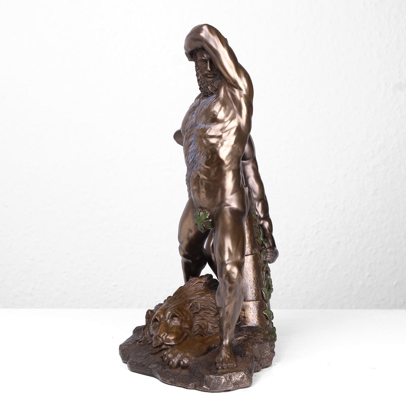Statue of Hercules in Bronze (With Licha-  Cold Cast Bronze Sculpture)