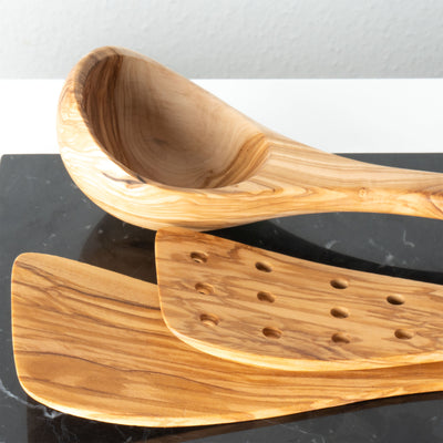 Handmade Olive Wood Kitchen Utensil Set (3-Piece)