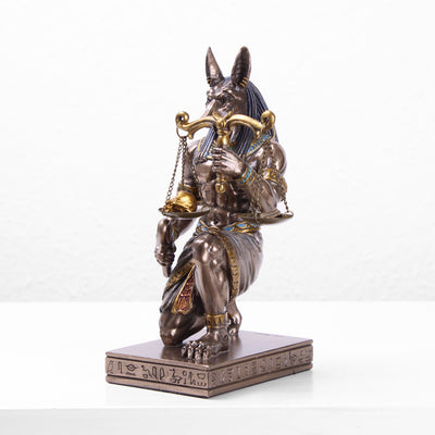 Anubis Kneeling with Scales of Justice (Cold Cast Bronze Sculpture)