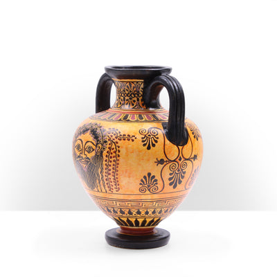 Black-Figure Greek Vase with Olive Harvesting Scene